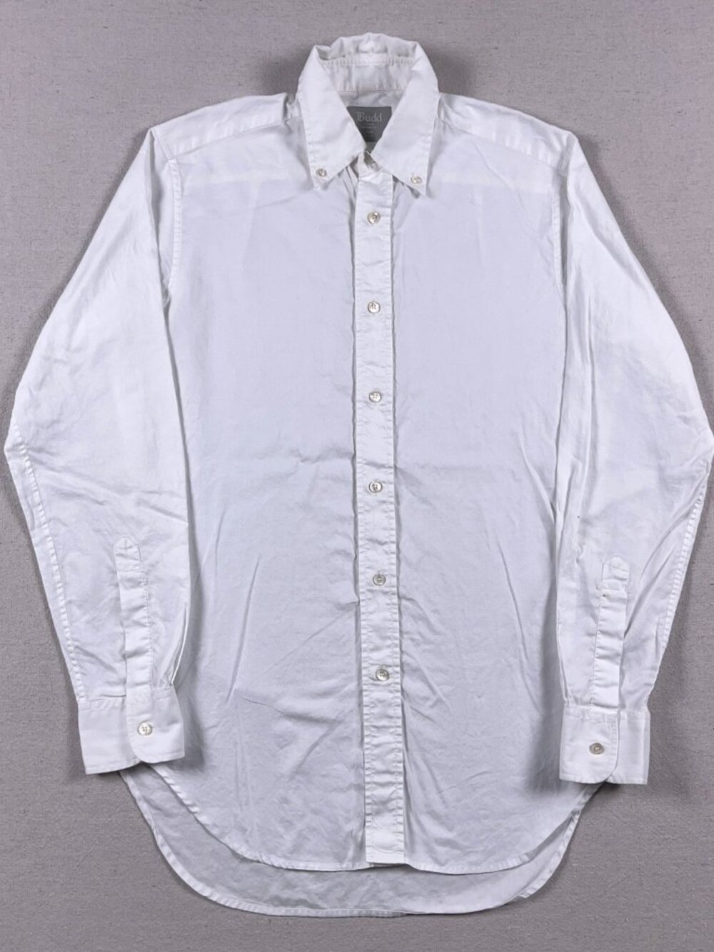 Budd London Shirtmakers Dress Shirt White OCBD Cotton Button Down UK Made 15/38